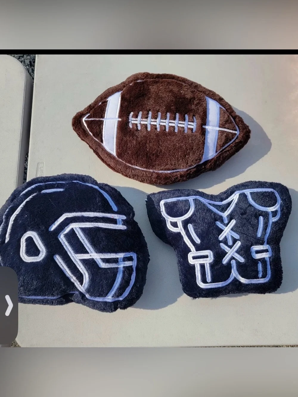 3pc New Open Bag Plush Football Themed Throw Pillows